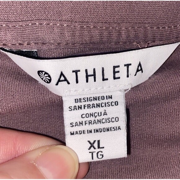 Athleta Top Women’s Size XL Purple Retroterry Wrap Comfy Long Sleeve Tie *read* - Picture 4 of 12